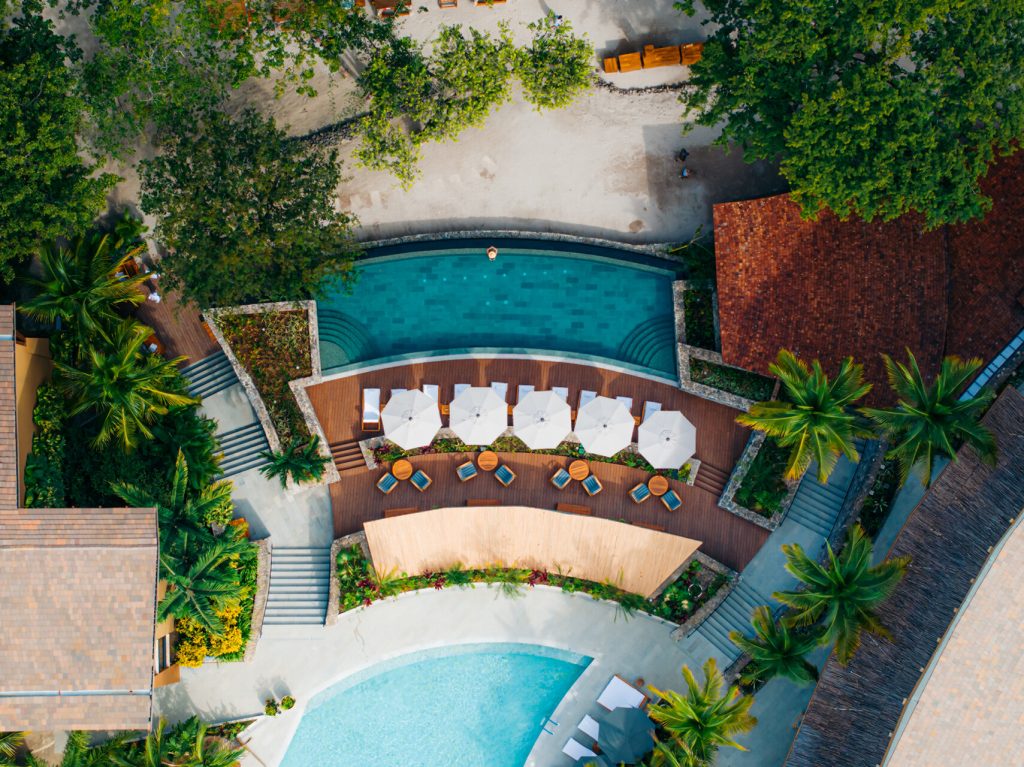 aerial pool view