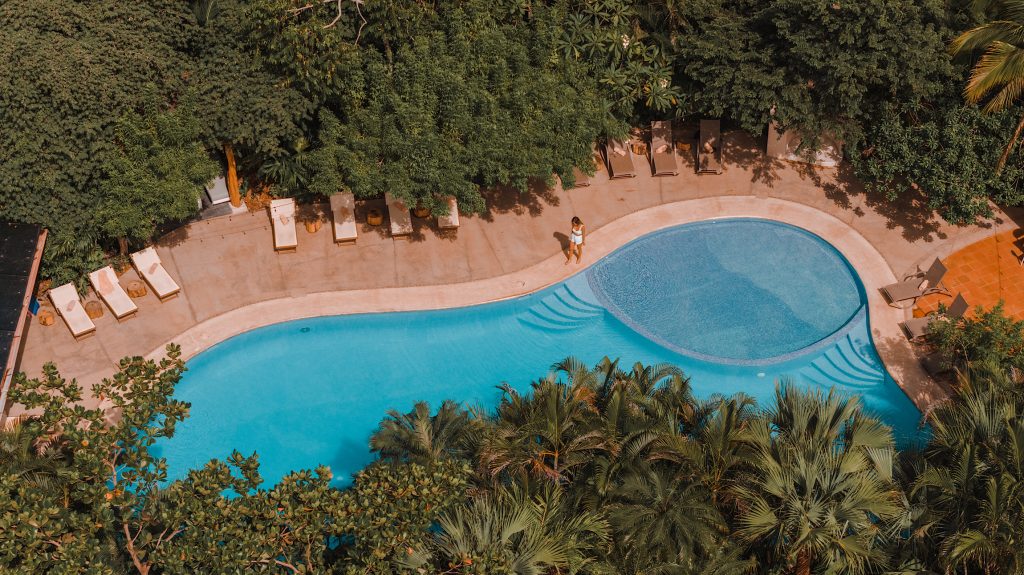 aerial photo of swimming pool
