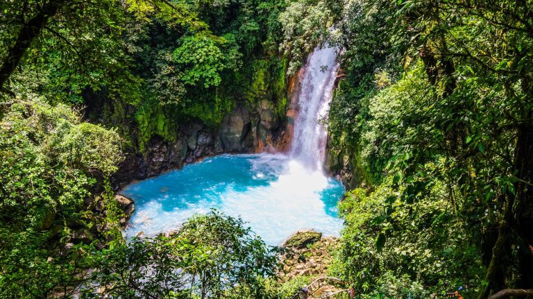light blue waterfall