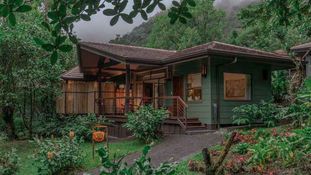 Close-up of a luxury timber suite at El Silencio Lodge & Spa, highlighting high-end sustainable design and privacy.